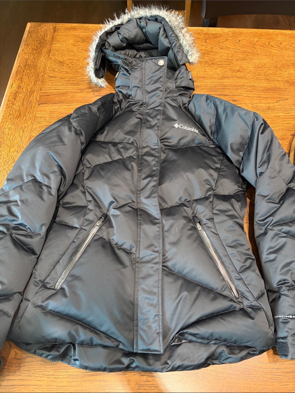 Columbia Women's Black Ski Puffer Jacket with Faux Fur Hood